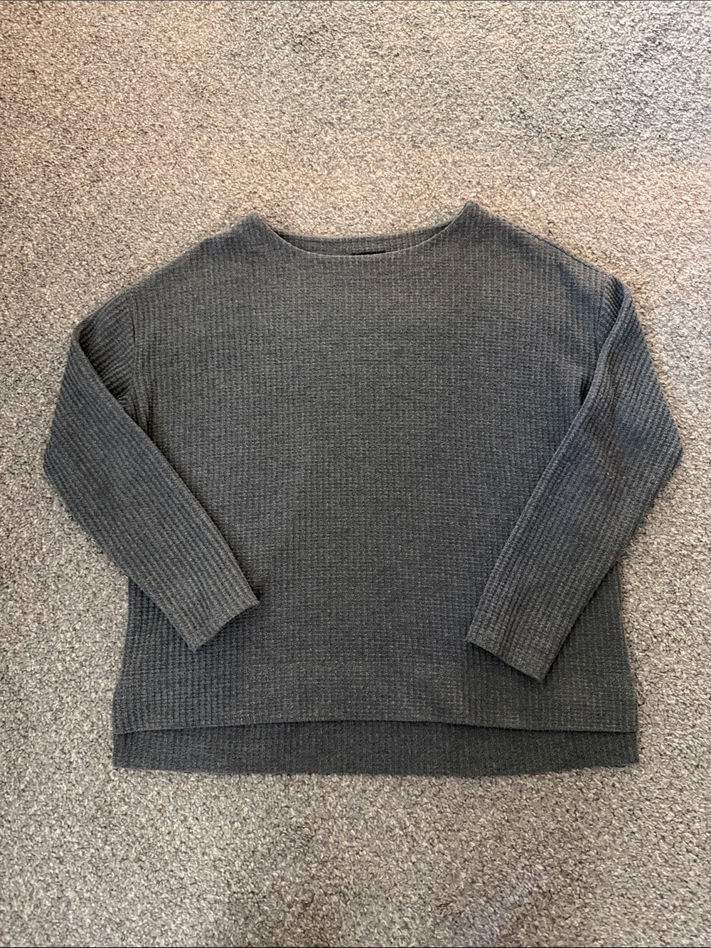 Womens Gray Waffle Long Sleeve
